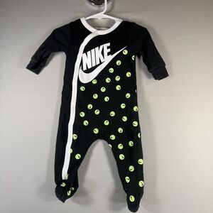 NIKE Unisex Baby Boy Girl Black Zip Coverall Romper Clothes Outfit sz 6 MO